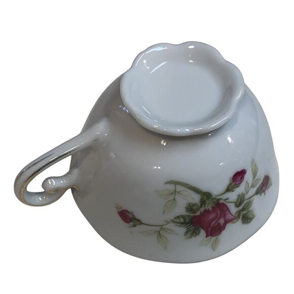 Fine Bone China Tea Cup Pink Rose Bud Pattern English White Gold Rim Delicate - Picture 4 of 12